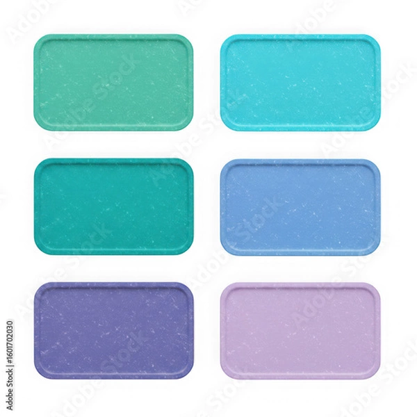 Fototapeta Six rectangular trays in pastel colors isolated on transparent background