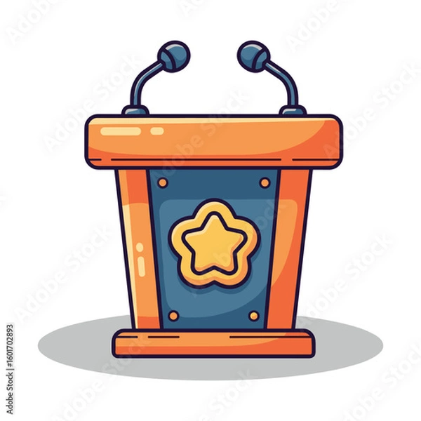Fototapeta Illustration of a podium with microphones perfect for presentations and public speaking icon