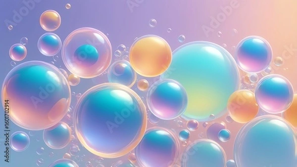 Fototapeta Abstract Colorful Bubbles Floating Background with Gradient Light Effect