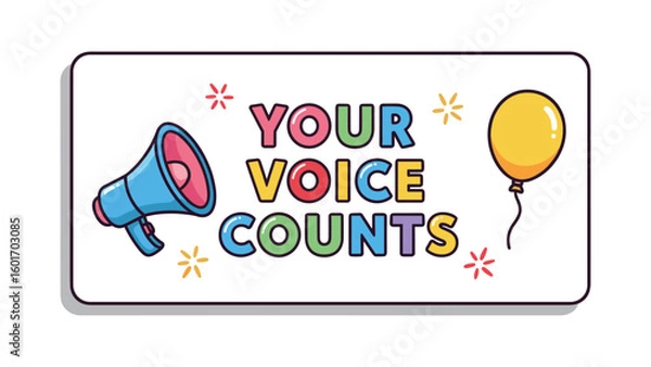 Fototapeta Colorful illustration promoting civic engagement with megaphone and balloon design