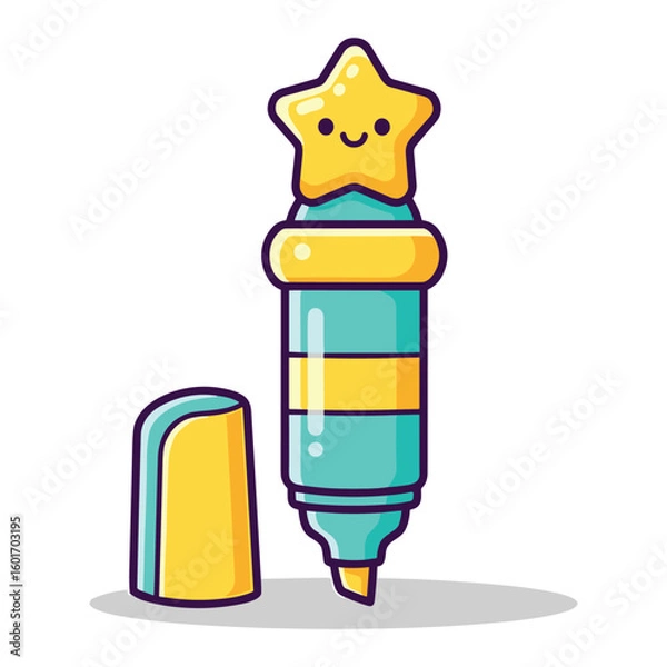 Fototapeta Cute Marker Illustration for Creative Projects Featuring a Star Character and Playful Design
