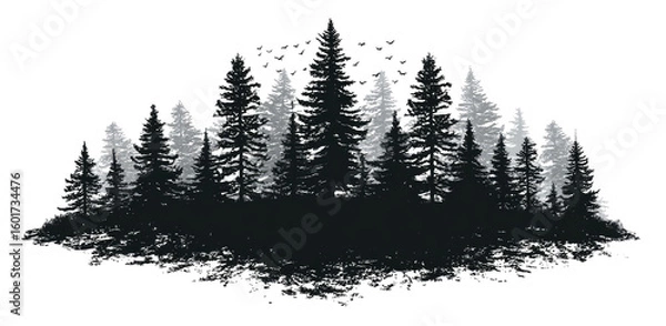 Obraz Silhouetted Forest at Dawn