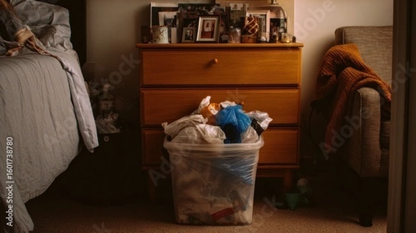 Fototapeta A Messy Bedroom Corner: A Glimpse into Daily Life