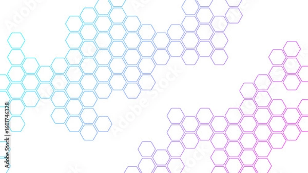Fototapeta Hexagon geometric abstract gradient banner design. Futuristic honeycomb grid with gradient lines on white background. Medical, technology or science design.
