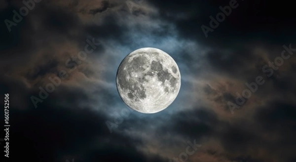 Fototapeta Full moon behind dark clouds (2)