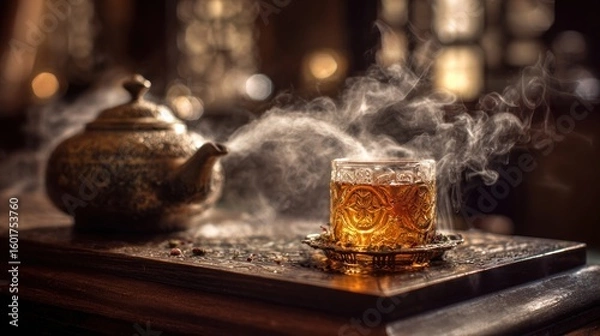 Fototapeta Aromatic tea in a vintage setting