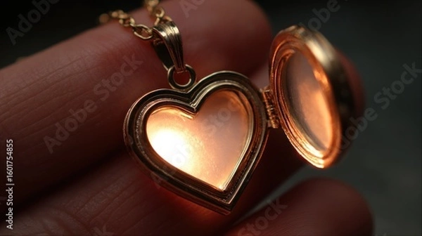 Fototapeta Heart locket, glowing inside