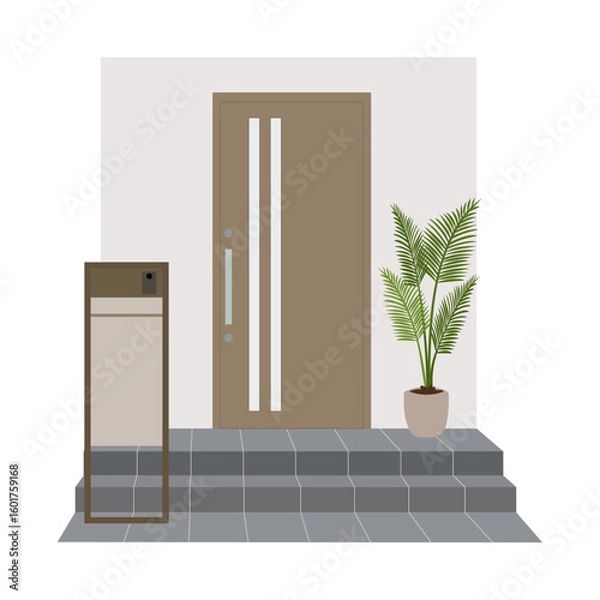 Obraz 宅配ボックス付きの日本の住宅玄関イラスト素材