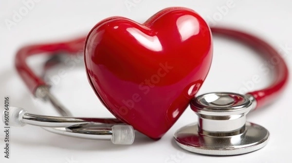 Obraz Red heart and stethoscope