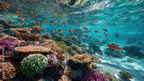 Obraz Vibrant coral reef teeming with fish (2)