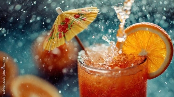 Obraz Refreshing drink with orange slice