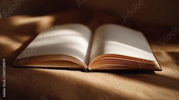 Obraz Open book on a surface, sunlight