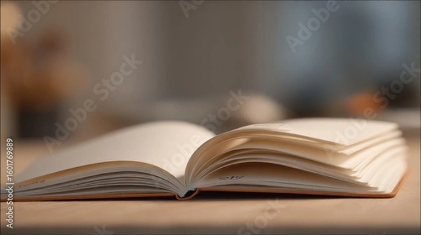 Obraz Open book on wooden table