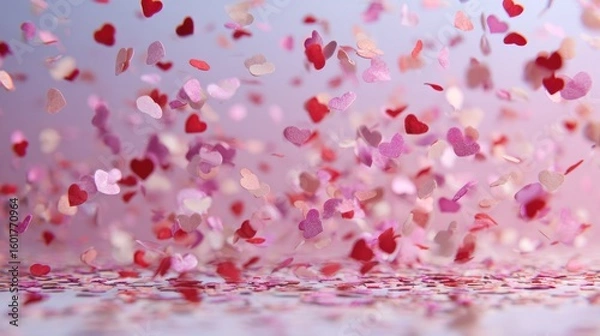 Obraz Abstract heart confetti falling