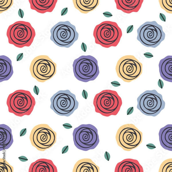 Fototapeta 26_Whimsical Swirl Rose Pattern