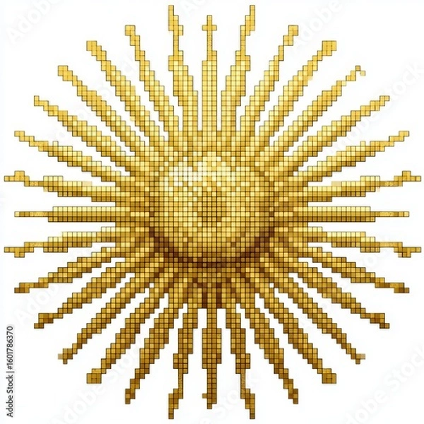 Fototapeta Abstract Gold Sunburst Design with Central Grid Pattern