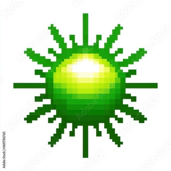 Fototapeta Abstract Green Pixel Art Sphere with Radiating Lines