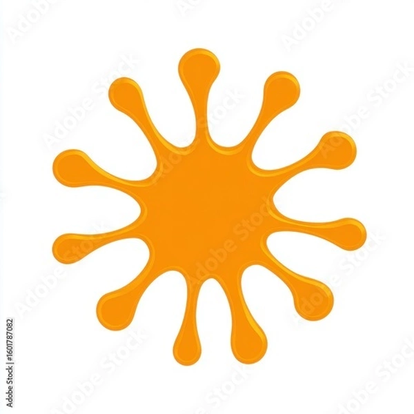 Fototapeta Abstract Orange Blob Illustration with Rounded Extensions on White Background