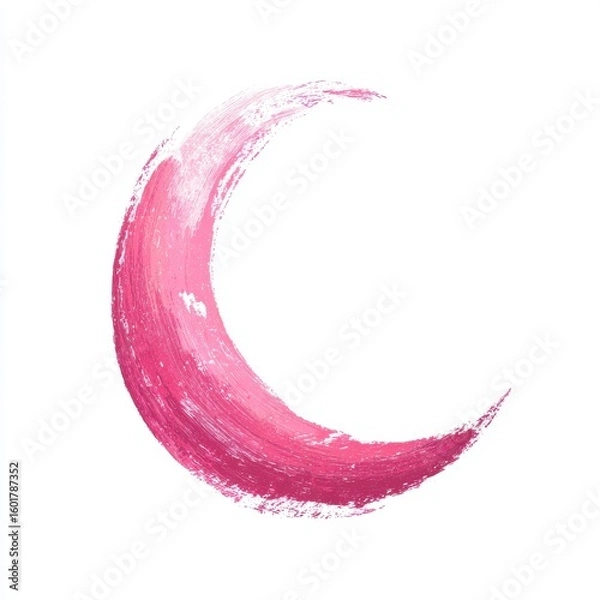 Fototapeta Abstract Pink Watercolor Crescent Moon on White Background