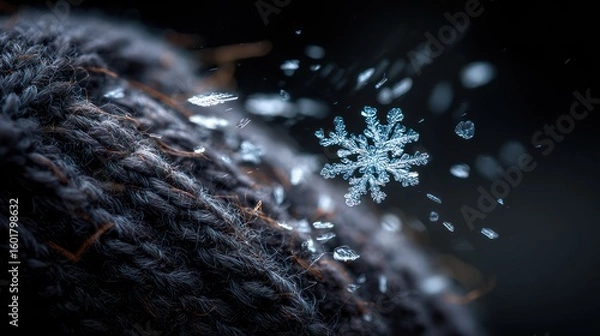 Obraz Snowflake on dark fabric