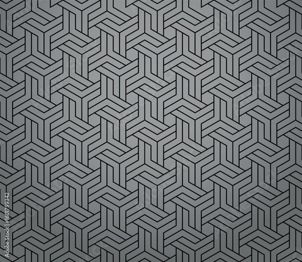Fototapeta Abstract geometric pattern with stripes, lines. Seamless vector background. Gray and black ornament. Simple lattice graphic design
