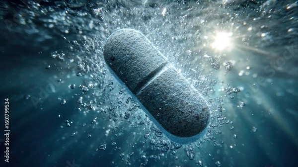 Obraz Pill underwater, bubbles