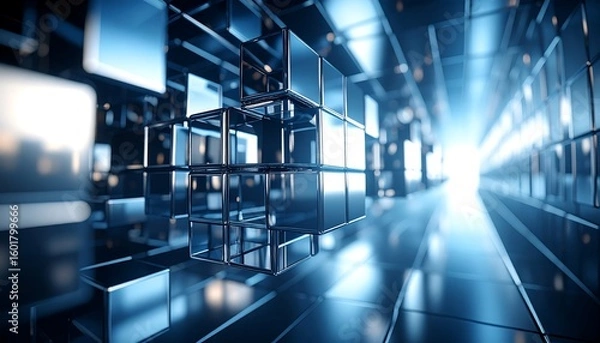 Obraz Modern, metallic cube tunnel