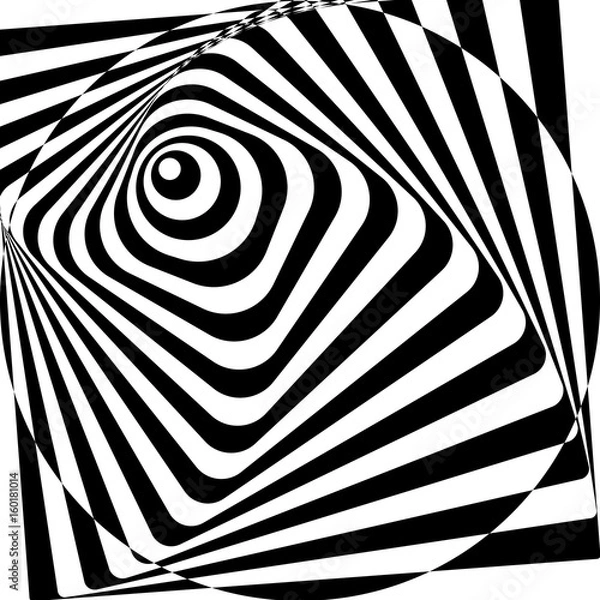 Fototapeta Black and White Stripes Projection on Torus. Vector Illustration