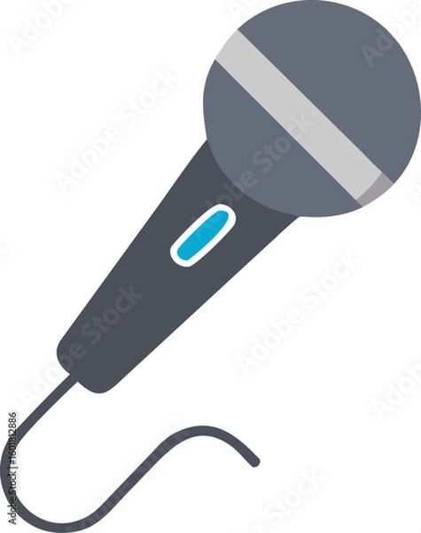 Fototapeta Microphone Outline Icon, Audio Equipment Symbol, Recording Device, Professional Sound, Black and White