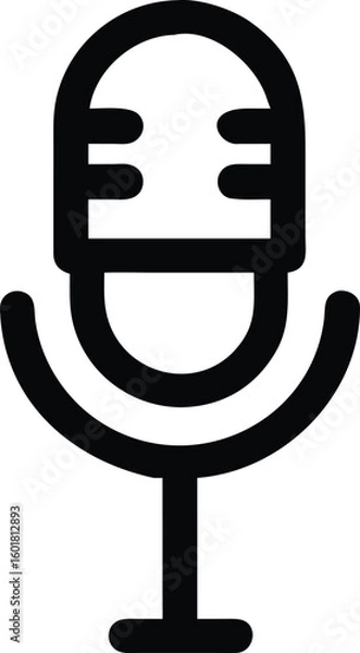 Fototapeta Vintage Microphone Icon: A classic microphone icon in a sleek, minimalist style, perfect for representing recording, podcasts, music, and broadcasting concepts. 