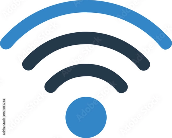 Fototapeta Simple black and white wifi signal icon illustration, internet connectivity