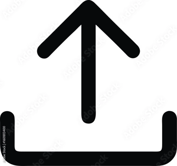 Fototapeta Upload Icon Depicts a Black Arrow Pointing Upward from a Container Symbol