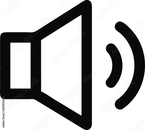 Fototapeta Sound Icon: A minimalist icon of a speaker with sound waves emanating from it, perfect for audio-related designs.