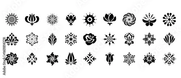 Obraz Flower icons set. Isolated elements for design. Vector graphics.