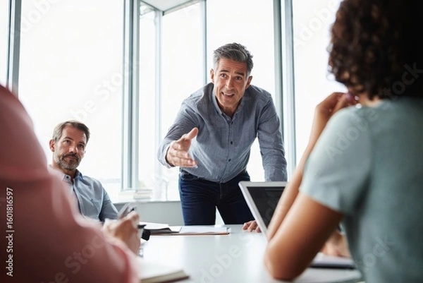 Obraz Business Meeting with Male Presenter and Team