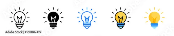 Obraz Lightbulb Icon Set Multiple Style Collection