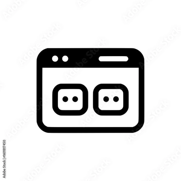 Fototapeta Web browser interface icon with dual plug or socket symbols, representing connection settings, user interface, or tech apps.