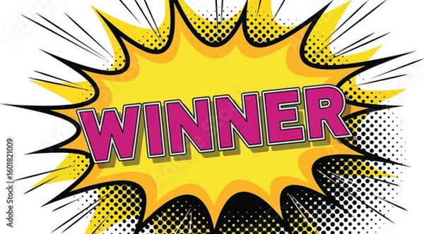 Fototapeta Comic book style explosion with the word WINNER in bold pink lettering