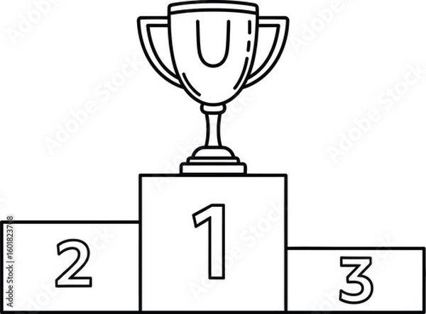Fototapeta Trophy on a winner's podium with first, second, and third place markings