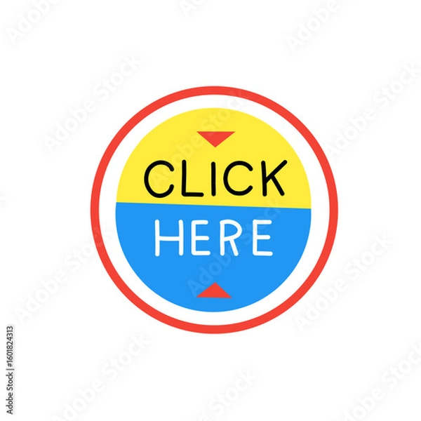 Fototapeta Click Here sign symbol on round button