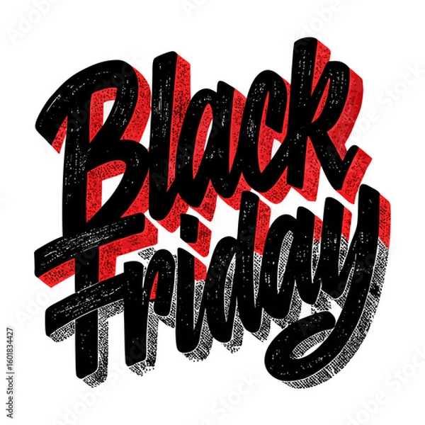Obraz Bold 'Black Friday' lettering with dynamic 3D effect and textured grunge style