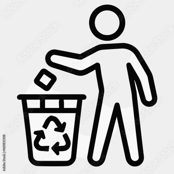 Fototapeta Proper disposal of waste by a person using a recycling bin in an urban environment