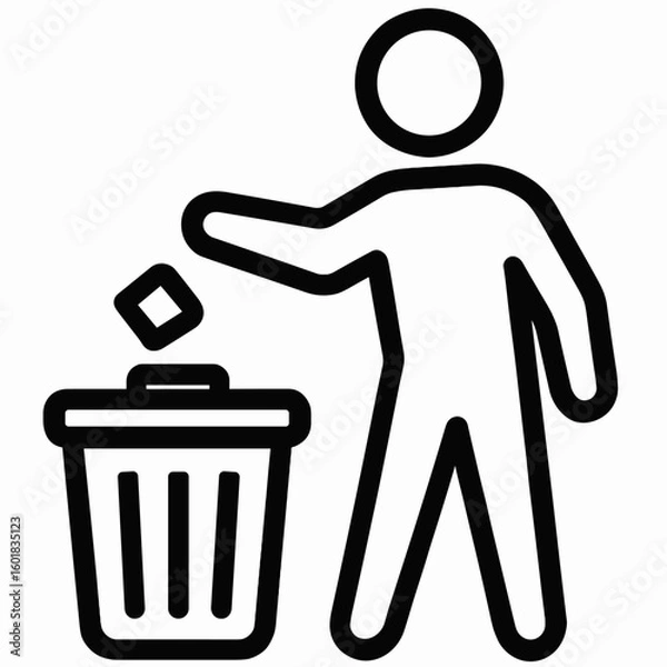 Fototapeta Person discarding waste into a trash bin at a clean and organized location during daylight hours