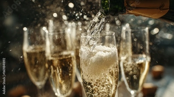 Obraz Sparkling champagne being poured