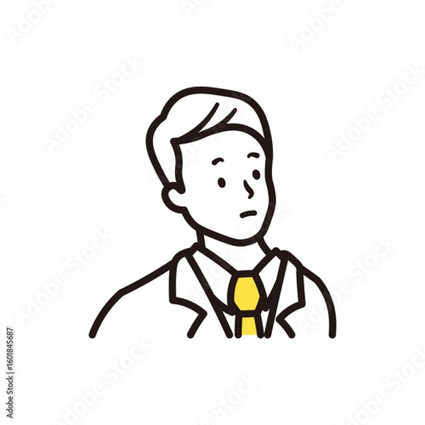 Obraz ビジネスマンが考えている上半身のシンプルなイラスト素材