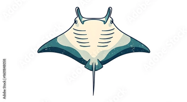 Obraz Pixelated Manta Ray with Blue and White Shades on Transparent Background Graphic Illustration