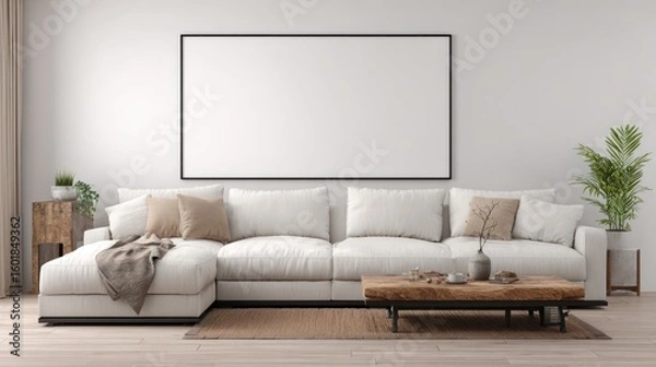 Fototapeta Modern living room interior mockup (2)