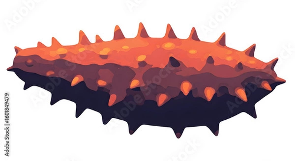Obraz Pixelated Sea Cucumber with Orange Body Spikes on Transparent Background Digital Art Illustration of Marine Animal