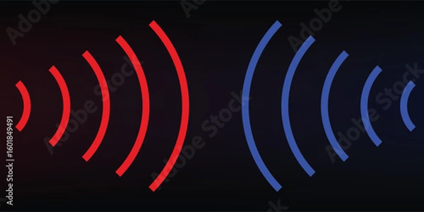 Fototapeta sonar wave conceptual abstract blue and red background