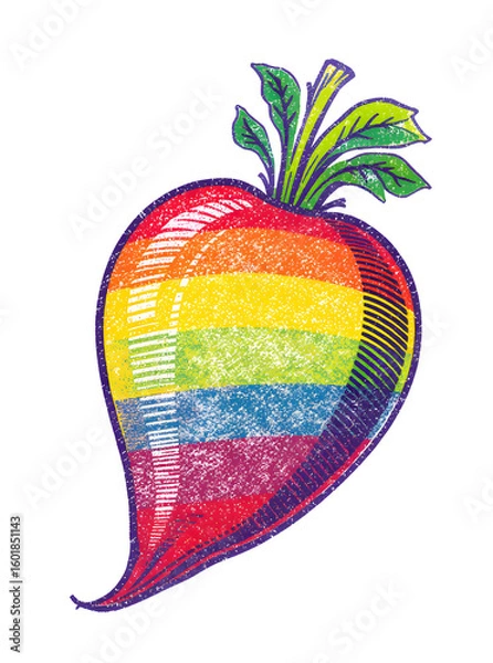 Fototapeta Rainbow Beet Illustration on Transparent Backdrop Featuring Vibrant Colors Organic Shape and Healthy Food Concept for LGBTQ Pride Design Element